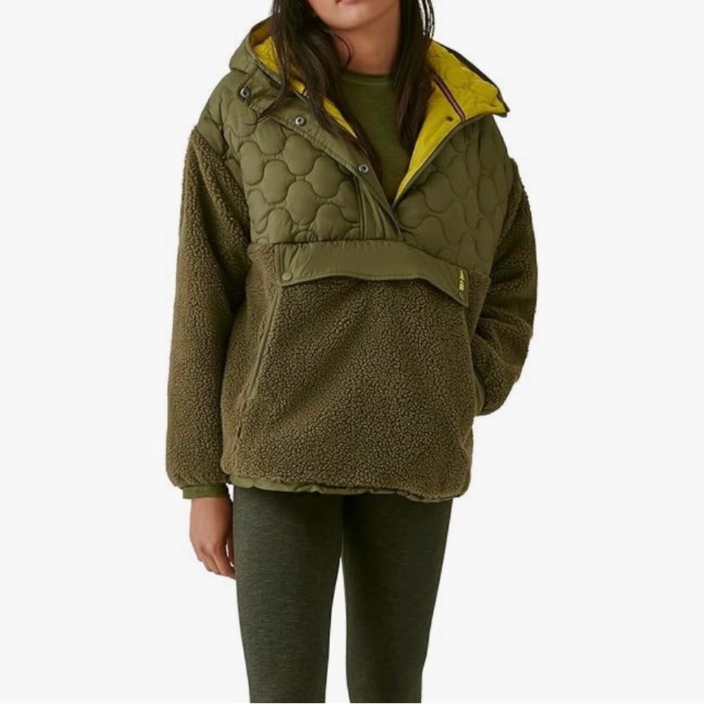 Bass Outdoor Women Contrast Hood Sherpa Soft Pullover Military Olive Size S - Picture 1 of 3